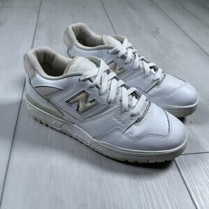 New Balance Women's 7.5 550 White Beige Tennis Shoes Sneakers